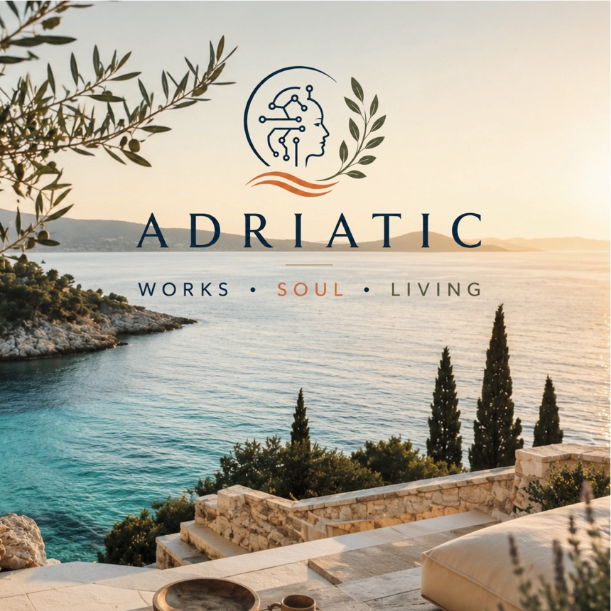 Titelseite der Broschüre „Adriatic — Works · Soul · Living“.